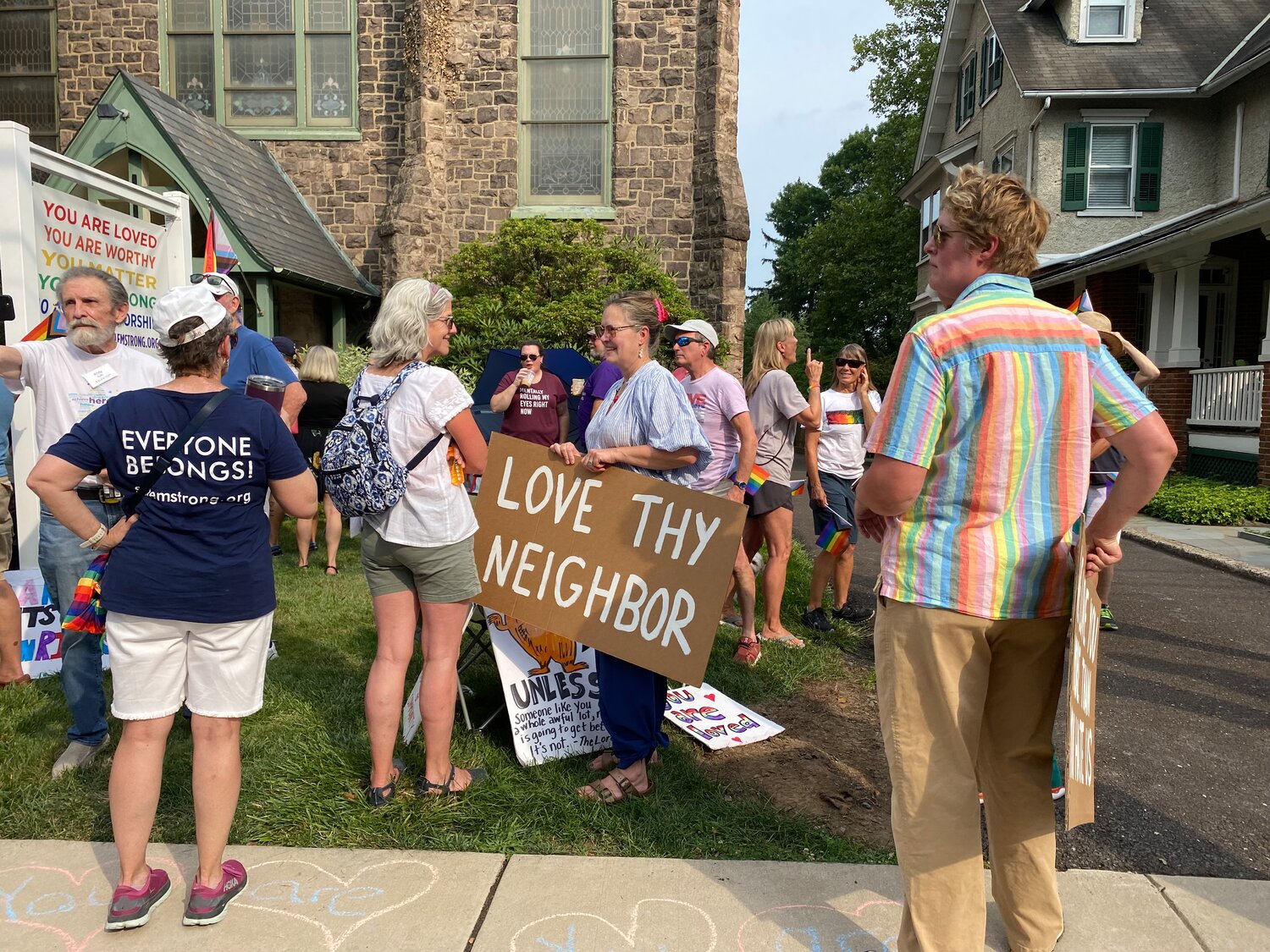 Supporters of LGBTQ+ youth rallied about 200 people to Salem United Church of Christ on Doylestown Borough’s East Court Street July 12 in a show of solidarity and support.
