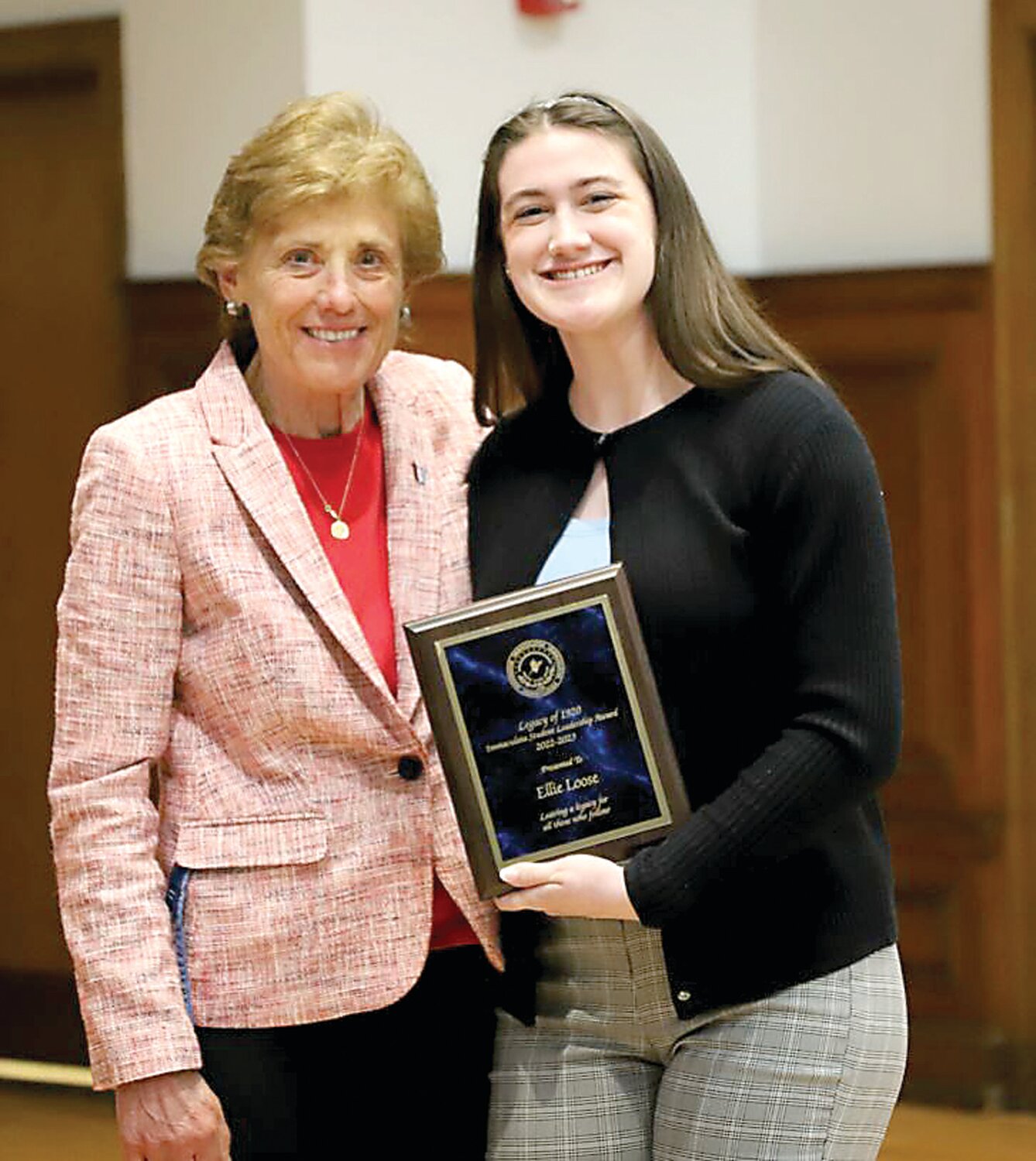 Ellie Loose, right, with Immaculata University President Barbara Lettiere.