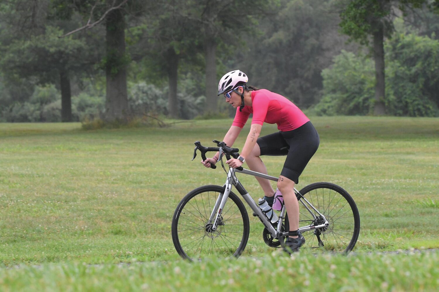 Richboro's Jennifer Steen competes on the bicycle course in the New Jersey State Triathlon 40-44 age group.