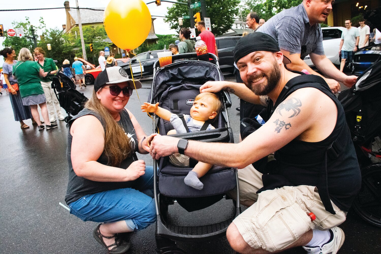 Churchville residents Leah and Andrew Carr bring their son to his first car show.