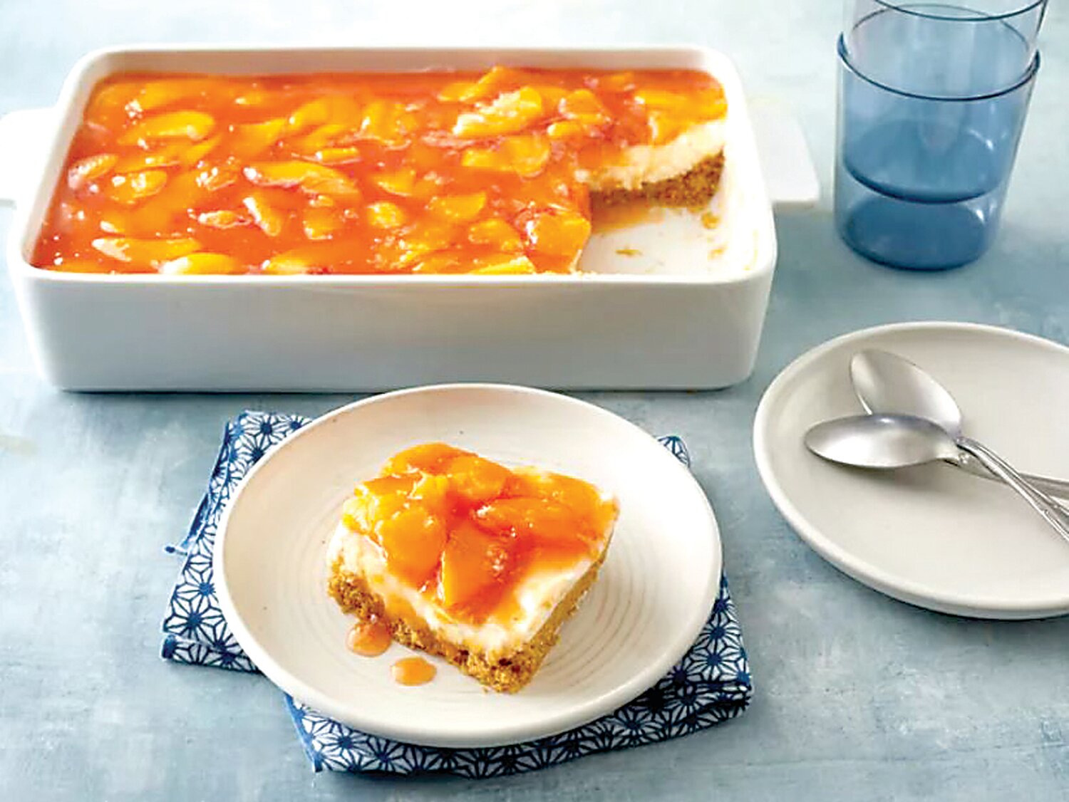 Peach Delight is a way to bake with peaches after you eat your fill during this outstanding local peach season.