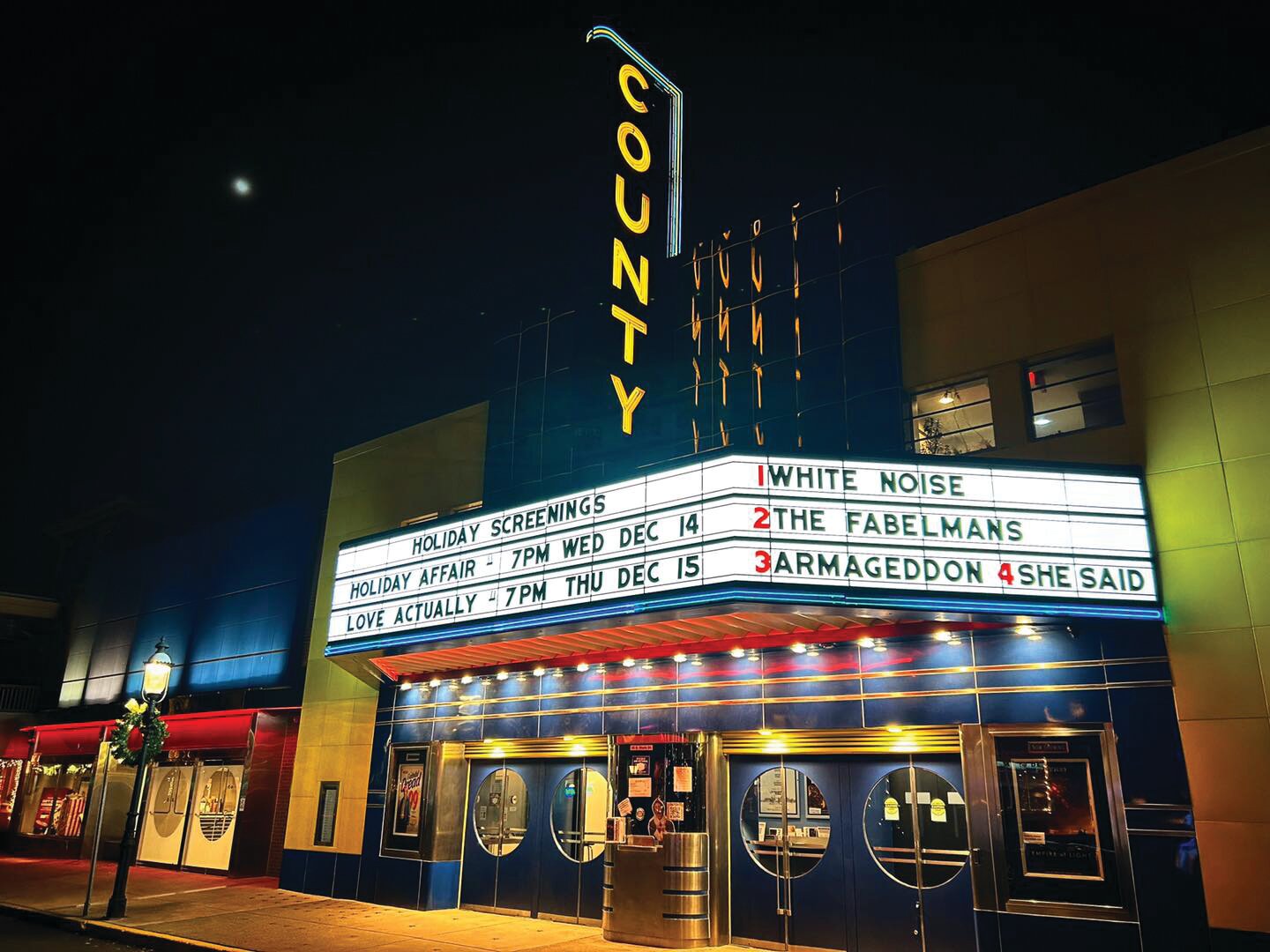 The historic County Theater in Doylestown, pictured in December, will begin open caption screenings on Aug. 16.