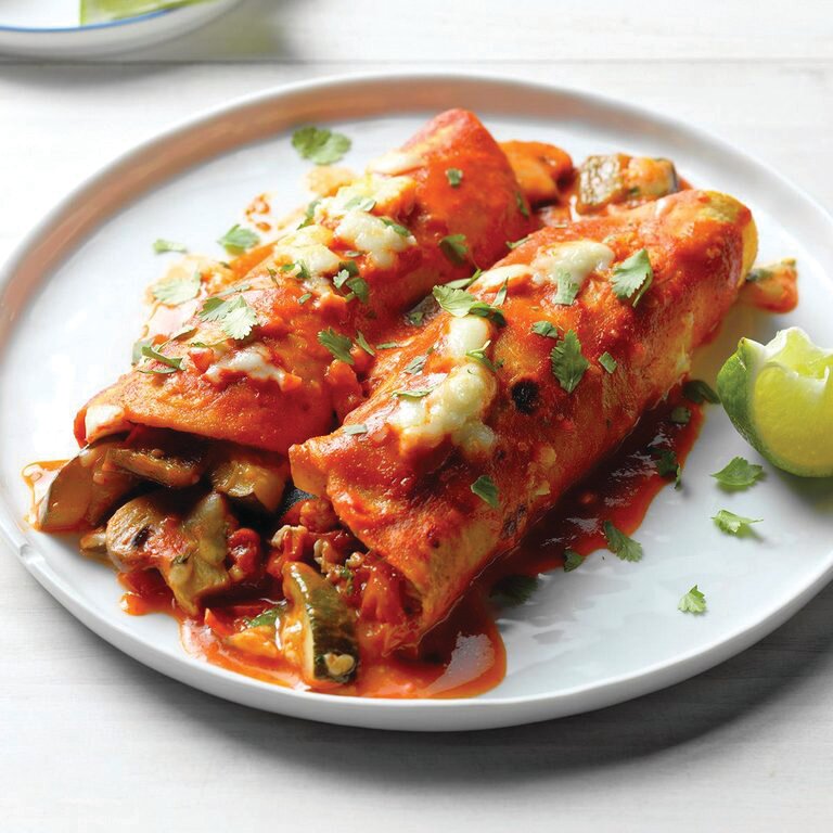 These vegetable enchiladas are a quick weeknight supper that takes advantage of the current summer harvest.
