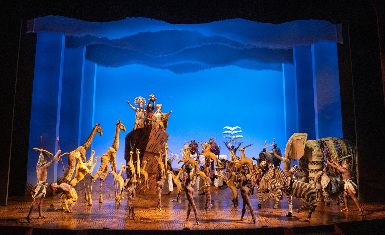 Company of “The Lion King” on Broadway during “Circle of Life.”