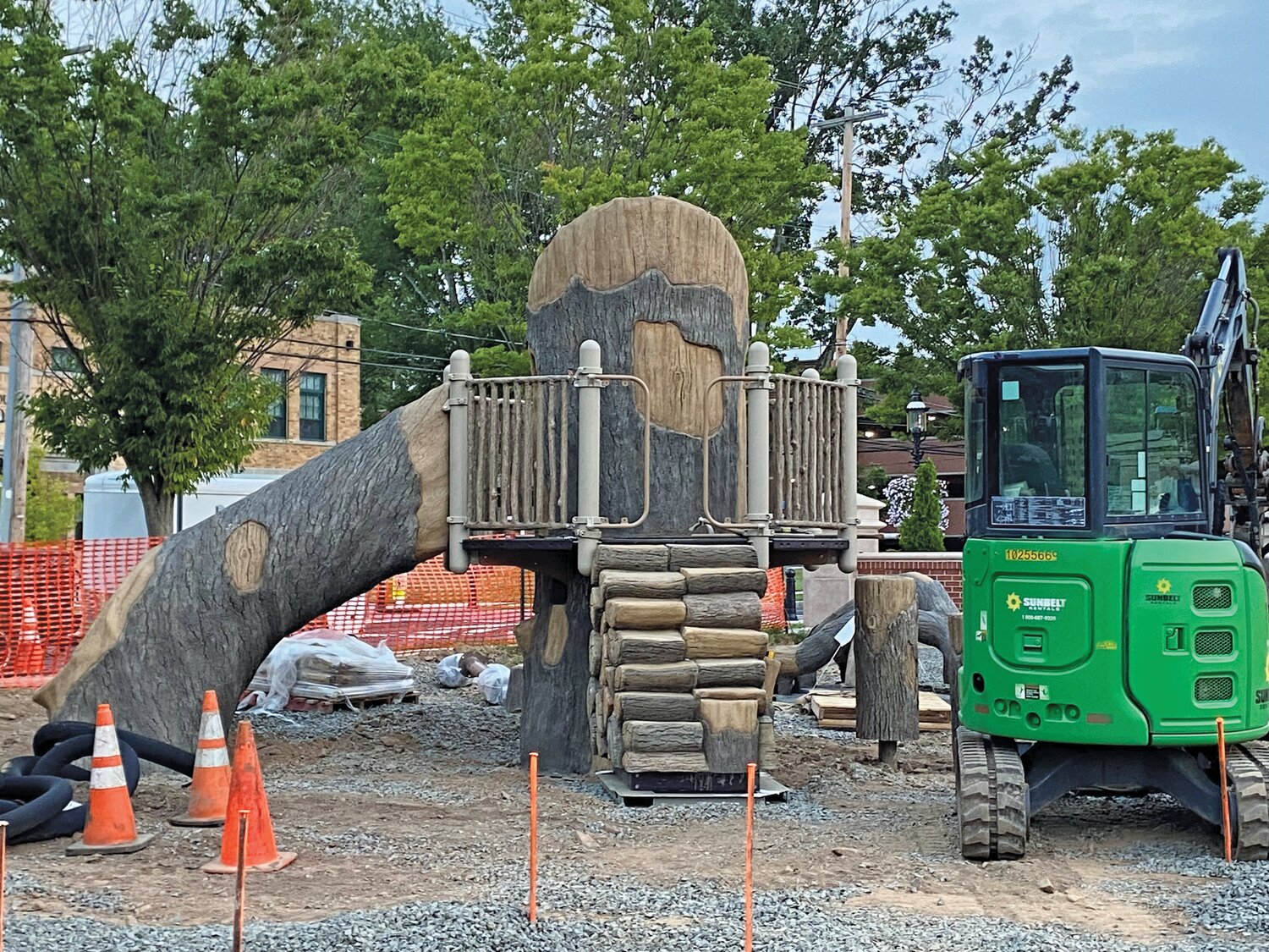 A sliding board designed to look like the trunk of a large tree will be part of the play elements at Broad Commons Park in Doylestown.