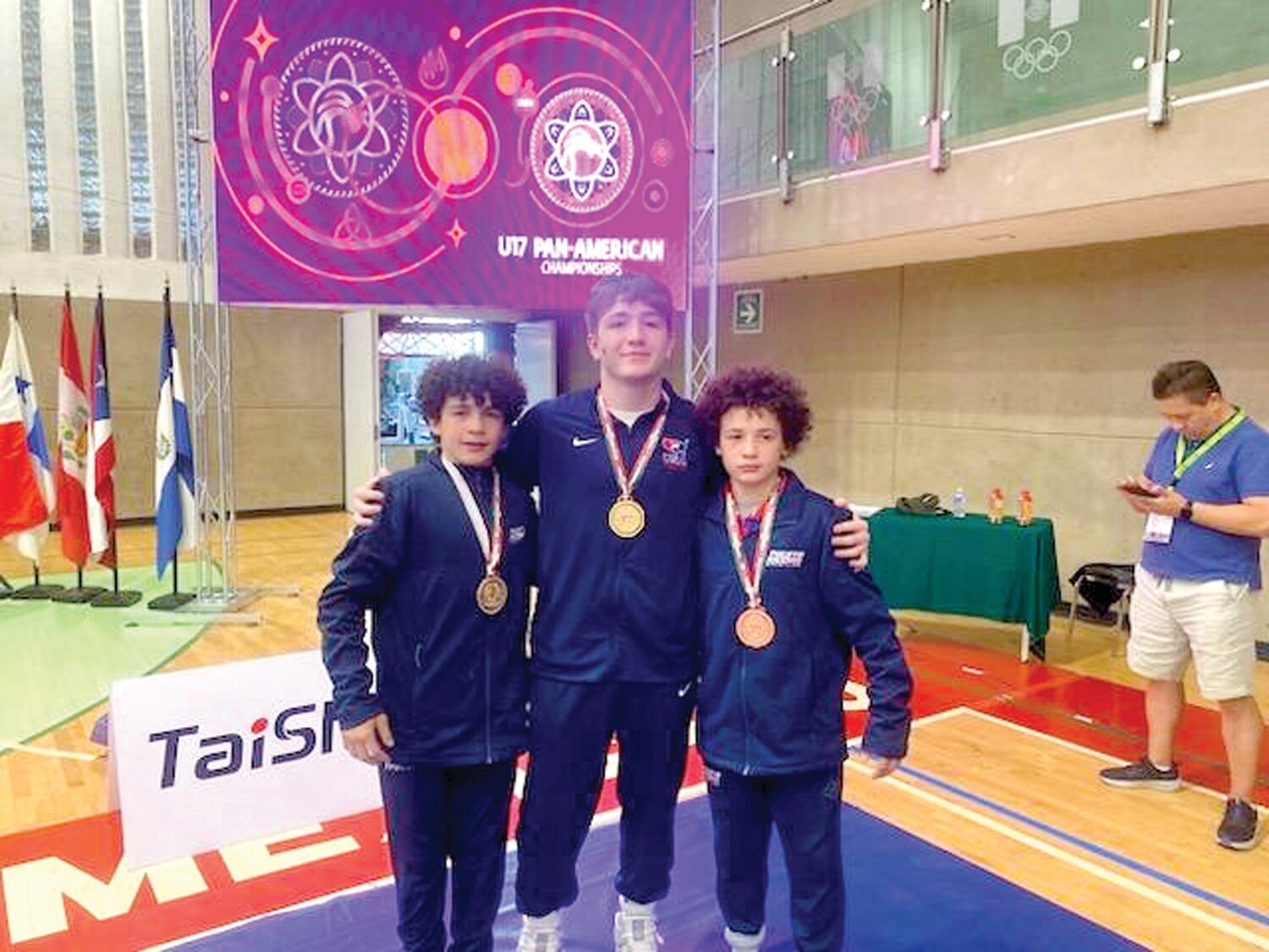 Joey Bachman, Adam Waters and Fred Bachman at the Pan-Am Championships in Mexico City.