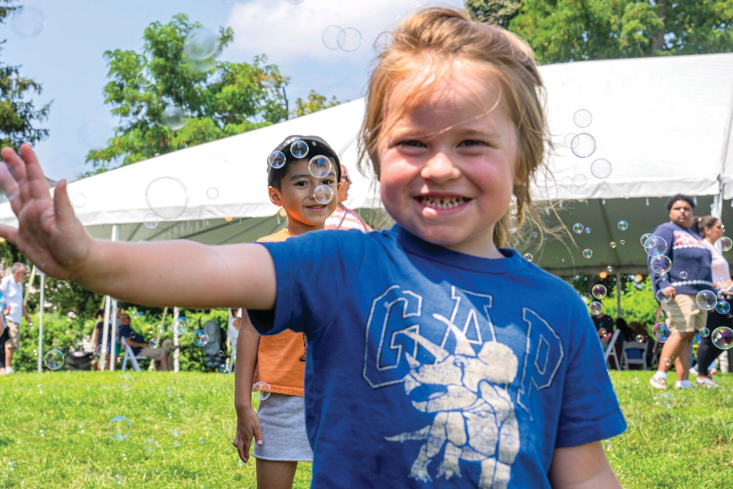 Atticus Habet takes part in one of the many activities for kids to join at Peddler’s Village’s 2023 Peach Festival.