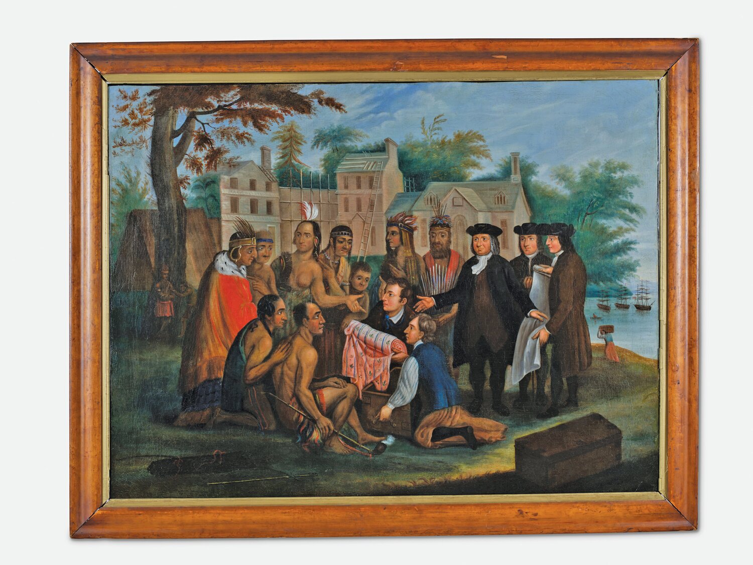 “Penn’s Treaty with the Indians,” ca. 1840, is an oil on canvas by Edward Hicks (1780-1849). James A. Michener Art Museum. Gift of Anthony Seraphin in honor of Robert and Joyce Byers.