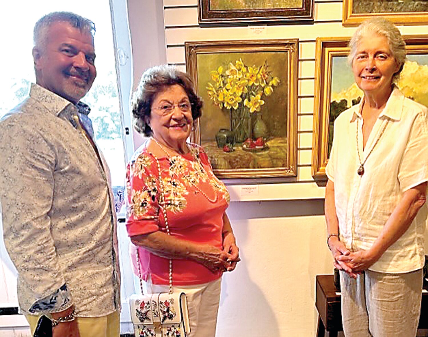 Steven Petrillo of JEM Jewelers, Warrington, with his mother, Gloria, and artist Dot Bunn.