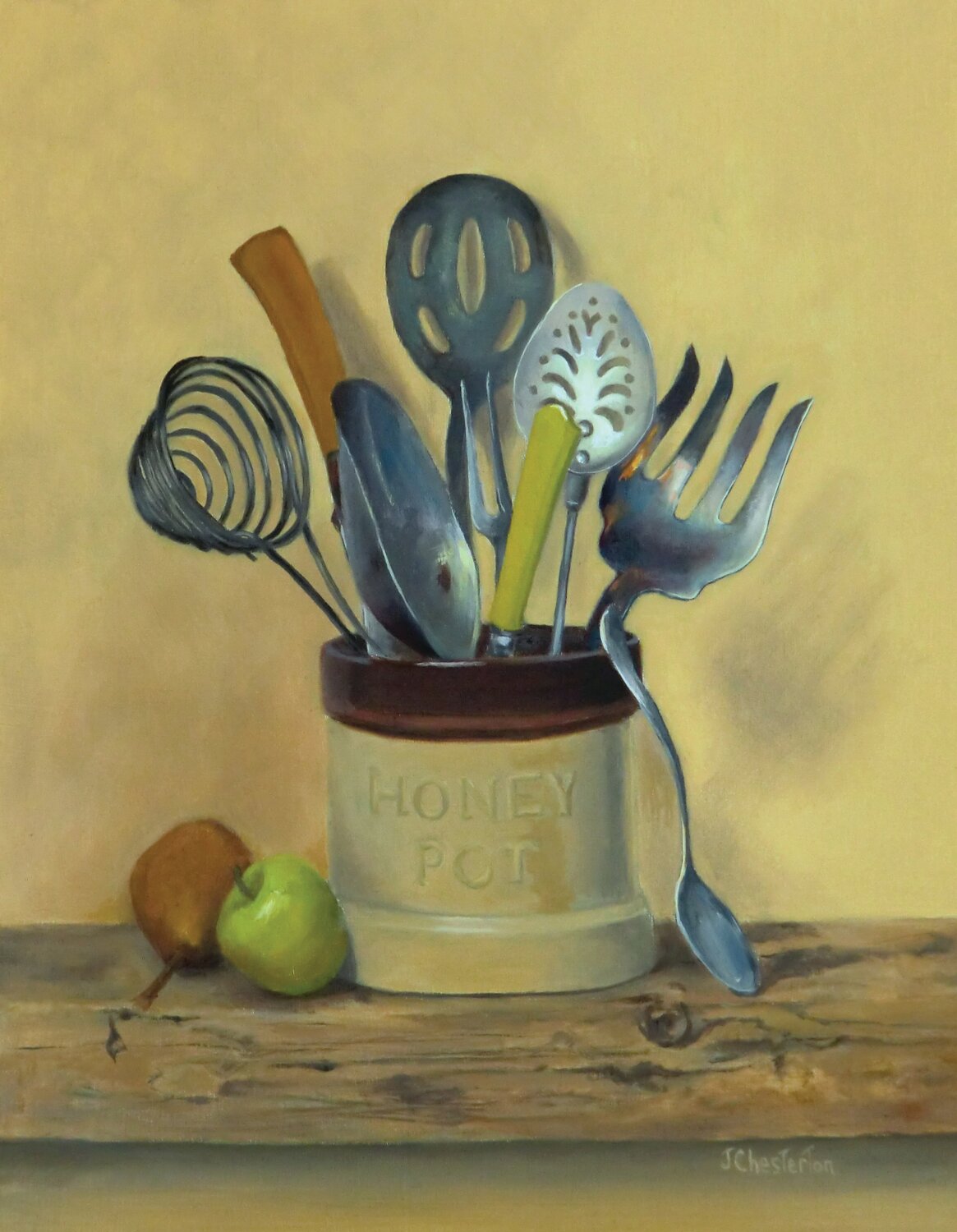 “Kitchen Bouquet” is an oil painting by Jeanne Chesterton.