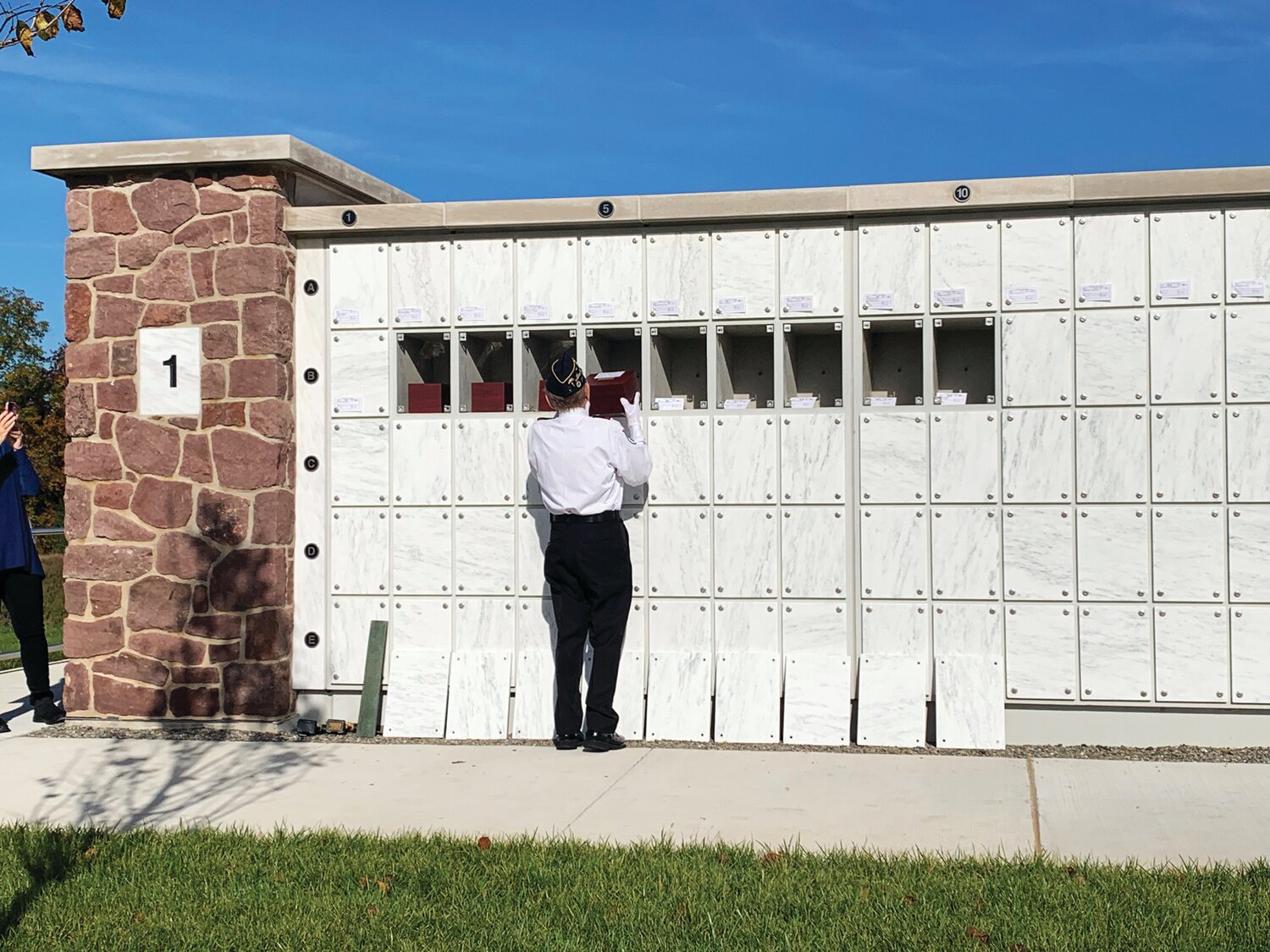 Veterans are laid to rest in the columbarium during a 2022 Unattended Veterans Service at Washington Crossing National Cemetery.