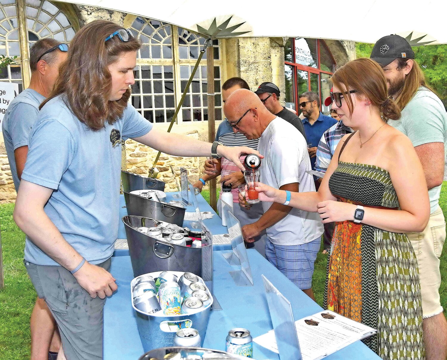 Visitors are served at Fonthill Castle’s Beer Fest.