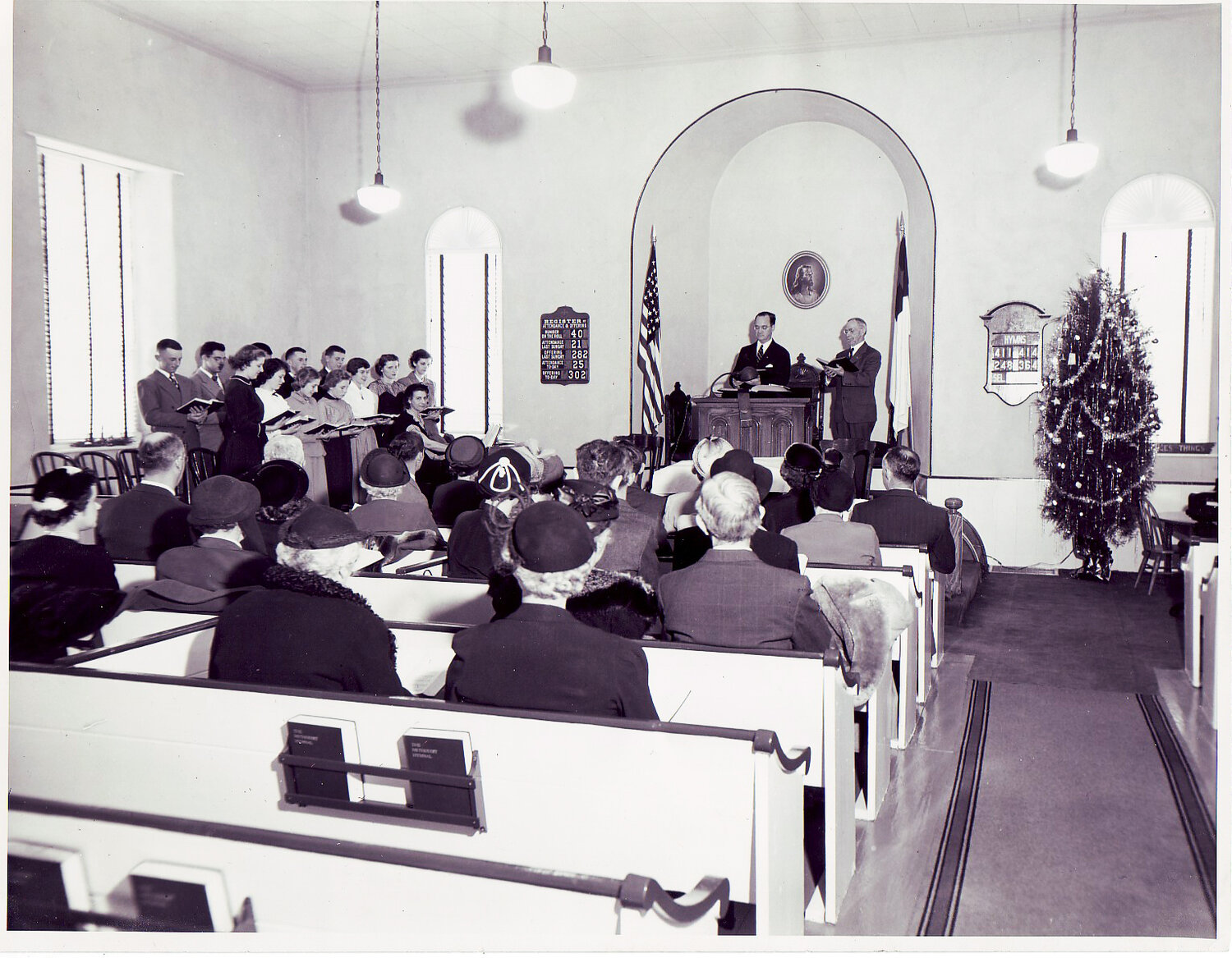 The interior of the church in Lahaska, circa 1954.