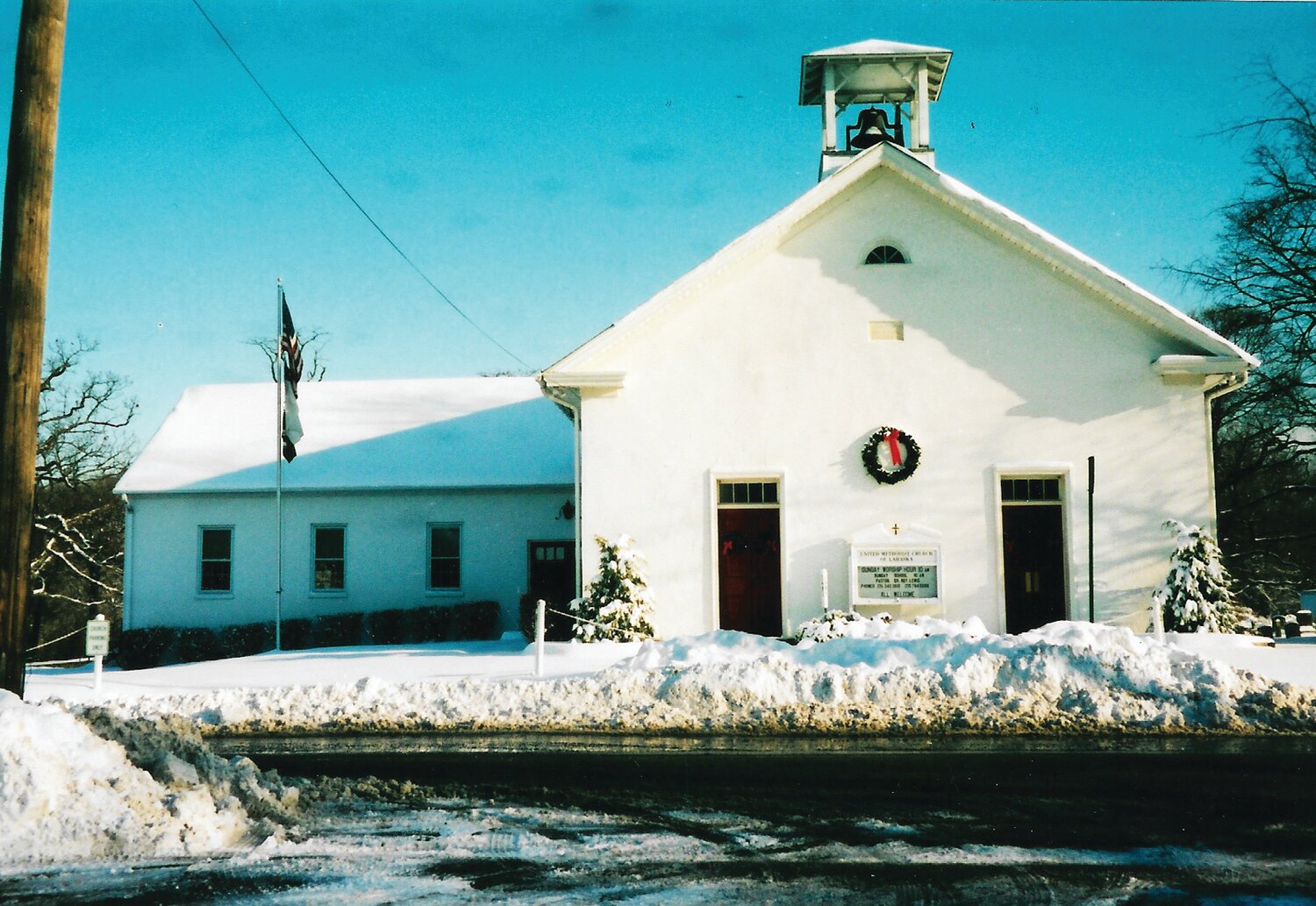 Lahaska United Methodist Church in winter.