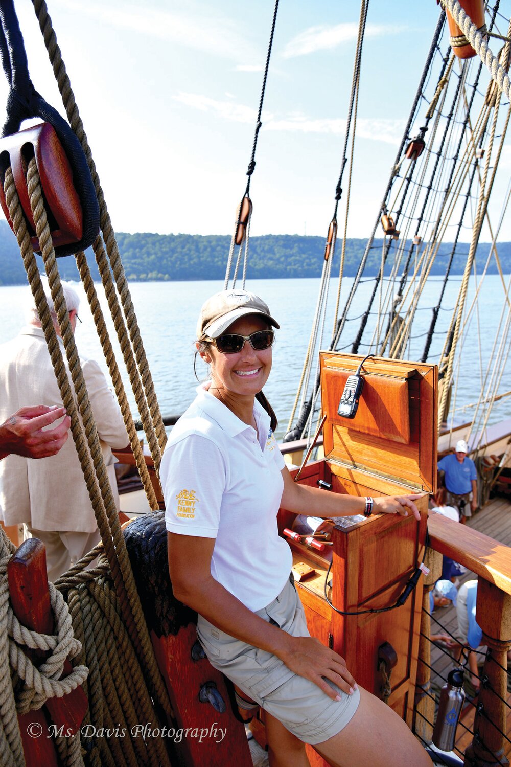 Capt. Lauren Morgens stands aboard the Kalmar Nyckel, the Tall Ship of Delaware.
