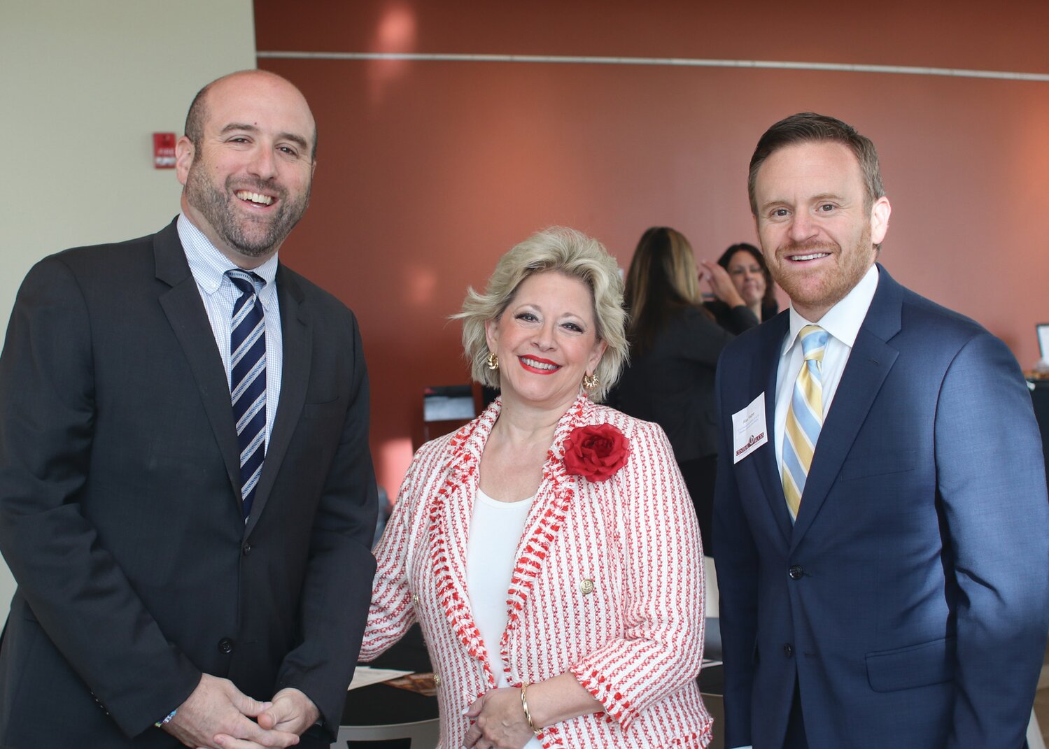 Central Bucks Chamber of Commerce President and CEO Theresa Fera is flanked by Secretary Rick Siger, left, and Alex Halper, VP of Government Affairs for the PA Chamber of Business and Industry.