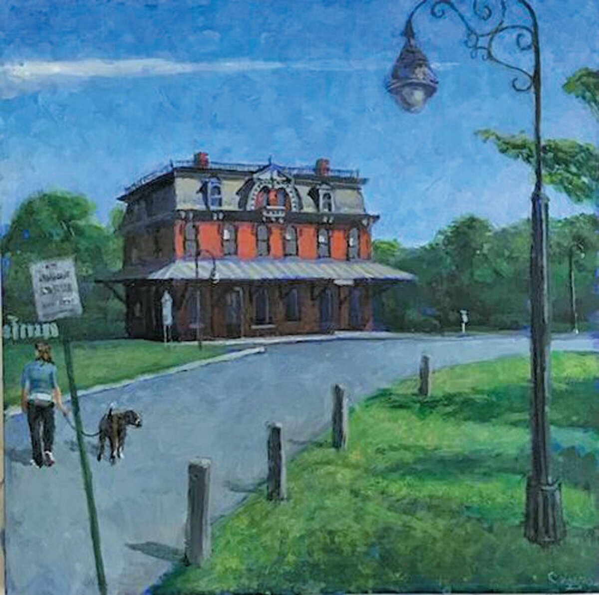 “The Train Station at New Hope” is an acrylic by Charles David Viera.