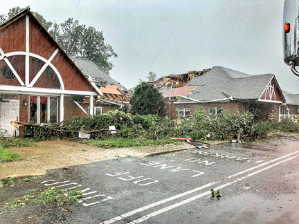 A raging tornado ripped the roof off Doylestown Hospital’s early childhood education center in August 2000.