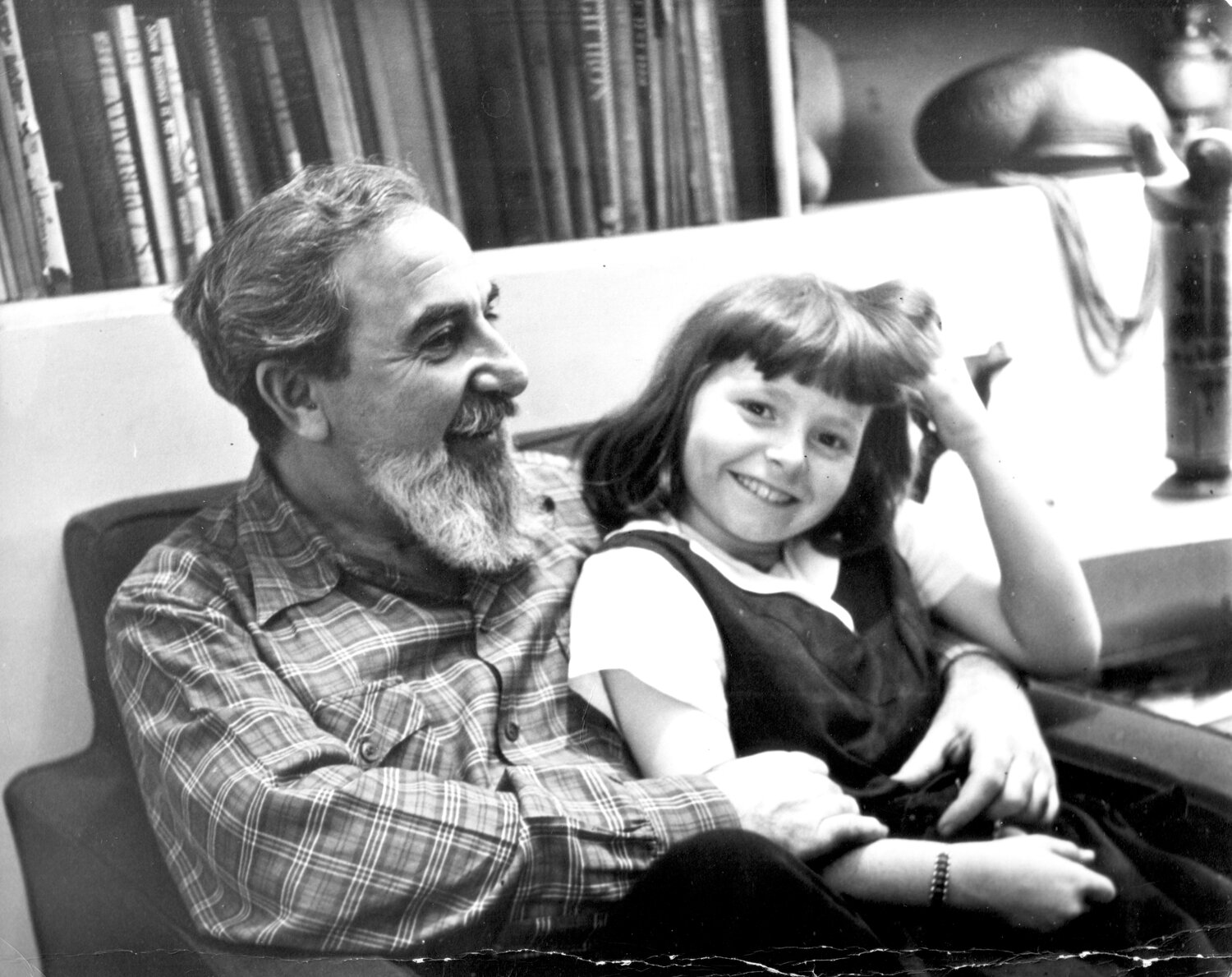 Caricaturist Al Hirschfeld sits with daughter Nina.