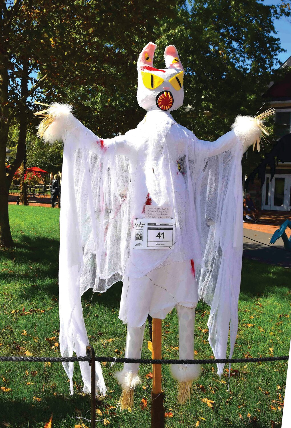 “Ghost Bunny,” one of the scarecrows on display in Peddler’s Village, Lahaska.