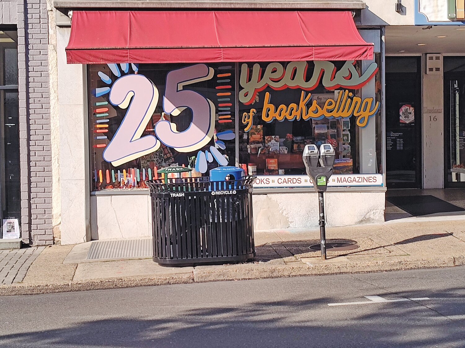The front of the Doylestown Bookshop proclaims “25 years of bookselling.”