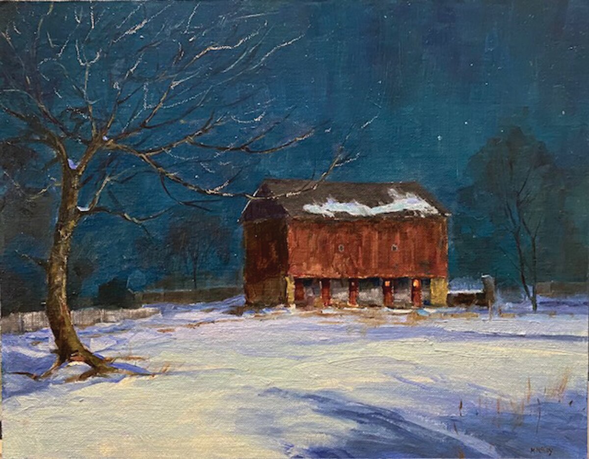 This painting of the circa 1800s Strassburger Farmstead barn in Hilltown Township is by Mark McCoy.