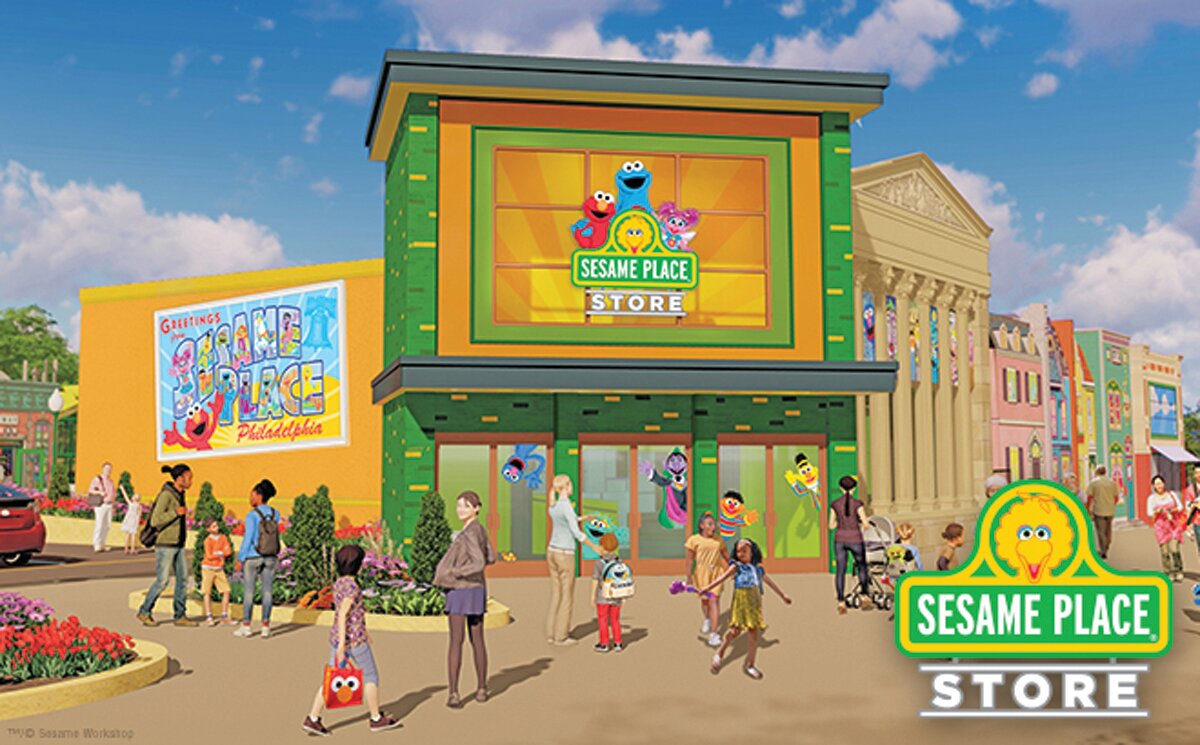 A representation of the new store set to open at Sesame Place in Middletown Township with a block party celebration.