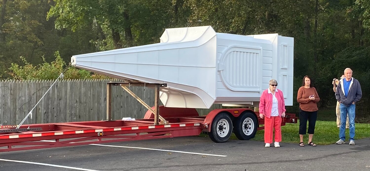 The new Forest Grove Presbyterian Church steeple arrived on the back of a truck on Thursday Oct. 5.
