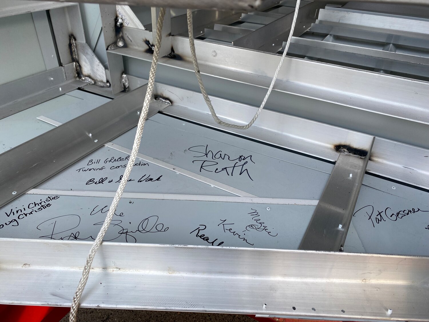 Several church members took the rare opportunity to sign their names inside in the steeple at Forest Grove Presbyterian Church.