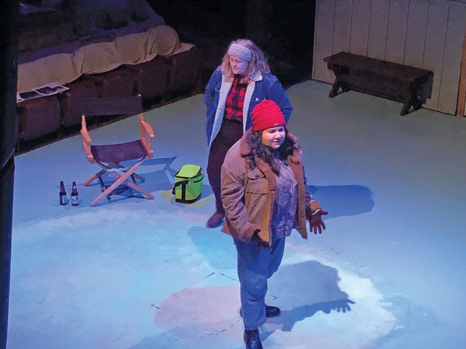 Caitlin Davies and Sydney Broitman discover the true meaning of falling in love in the Town and Country Players production  of “Almost, Maine,” opening Friday.