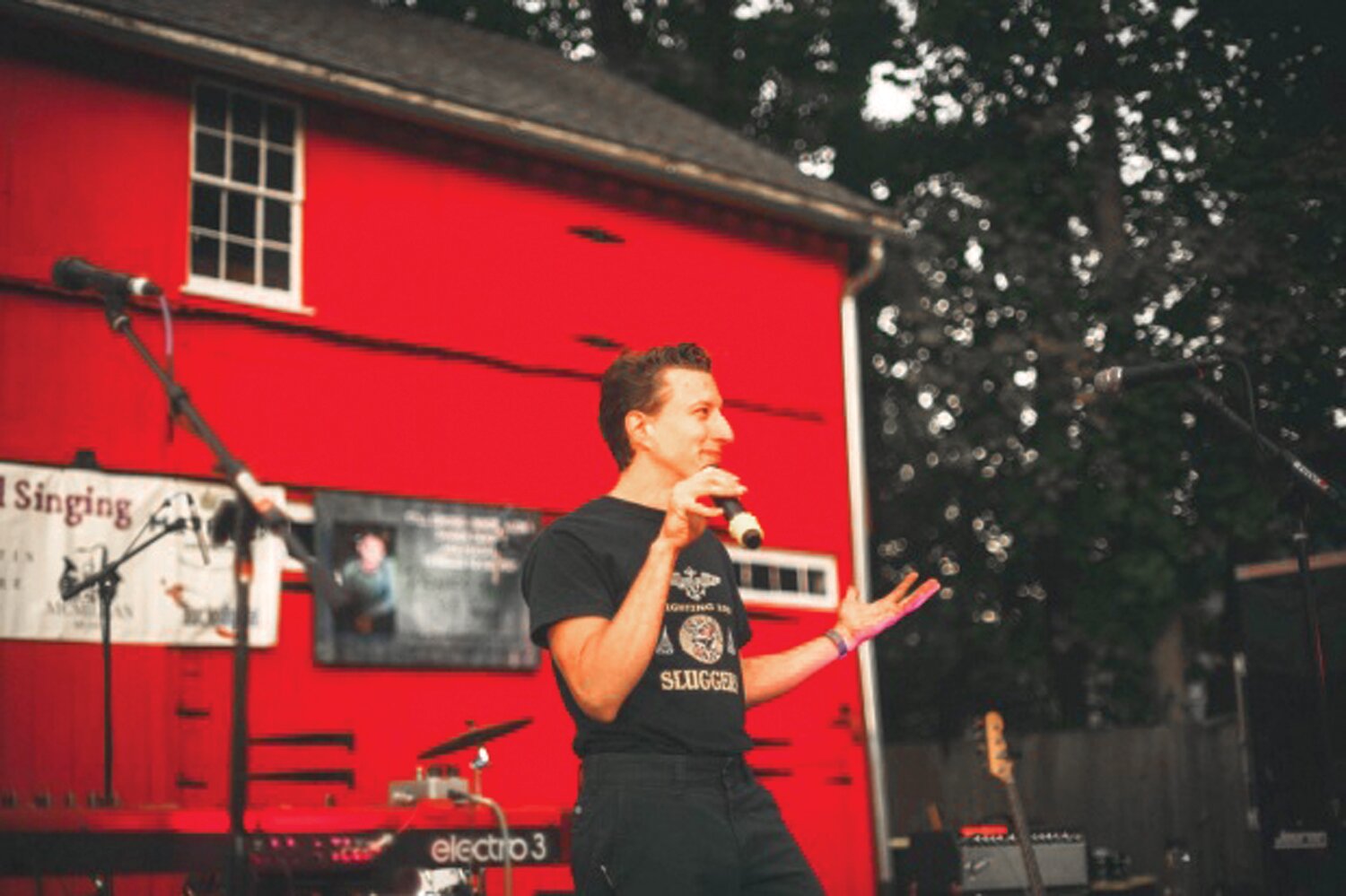 Picnics On Pine creator and lifelong Doylestown resident Joe Montone addresses the crowd during a past concert. This year’s event will be held Saturday.