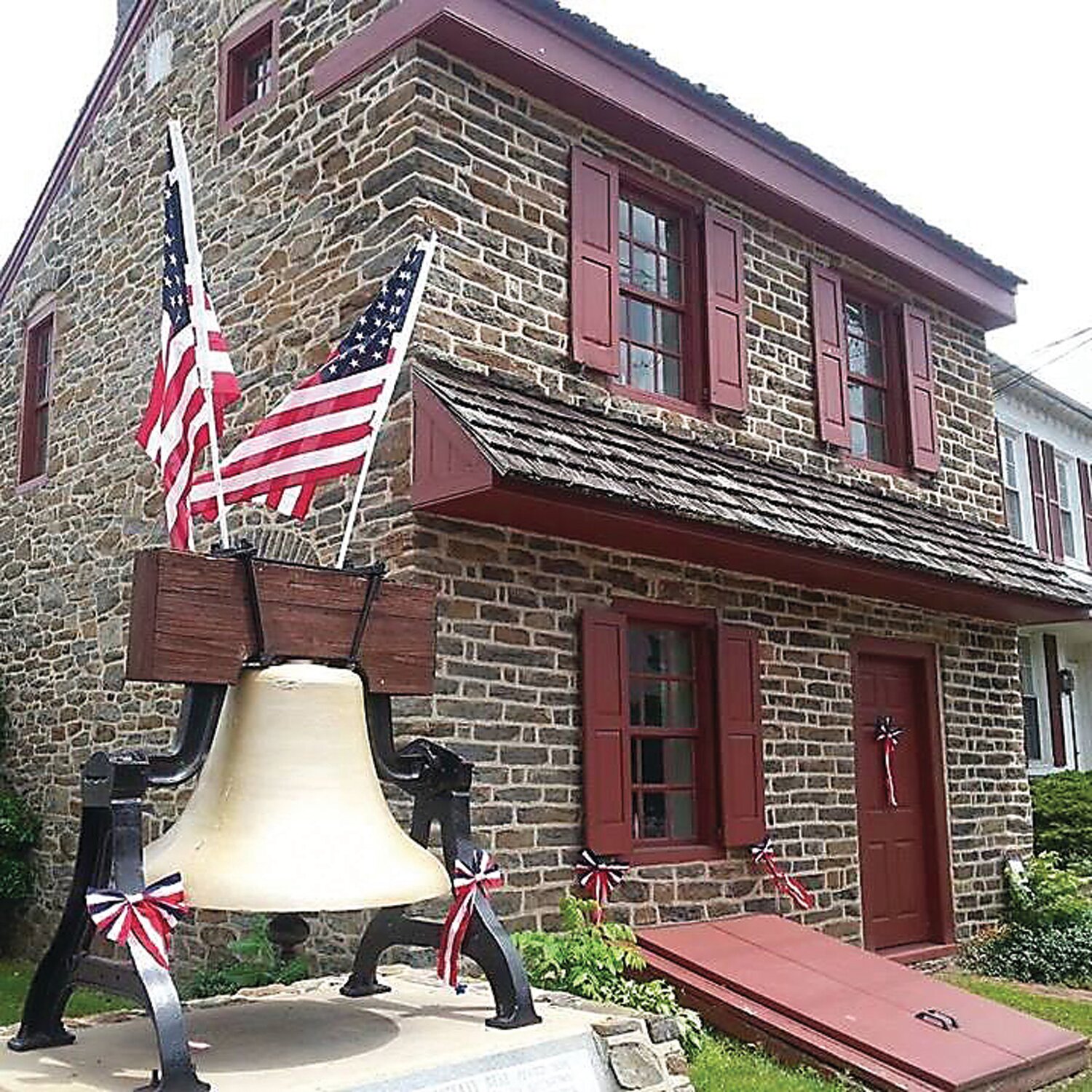 A replica of the Liberty Bell stands in front of Liberty Hall on West Broad Street in Quakertown.