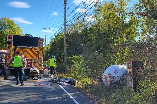 An accident involving a propane truck Monday prompted the closure of a section of Ferry Road in Doylestown Township and the evacuation of residents living within 2,000 feet of the wreck.