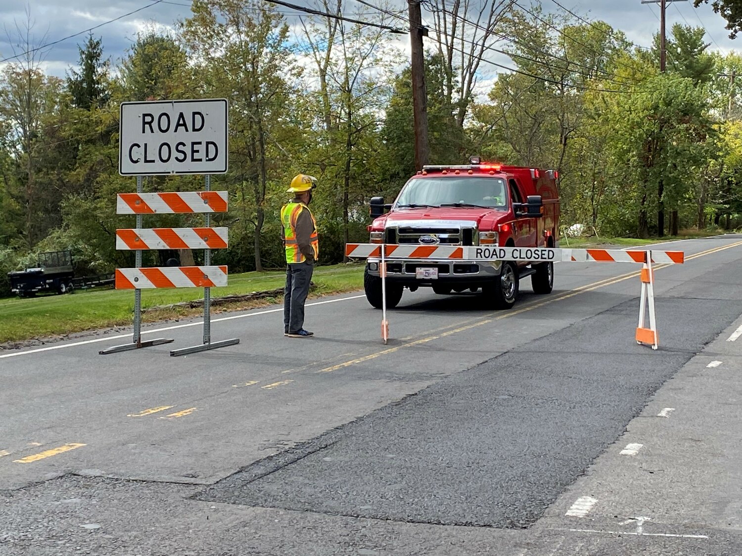 Residents within a 2000-square-foot radius of Ferry and Old Iron Hill roads in Doylestown Township were advised to evacuate, authorities said Monday afternoon, following an accident this morning where a propane truck flipped over along an embankment on Ferry Road.