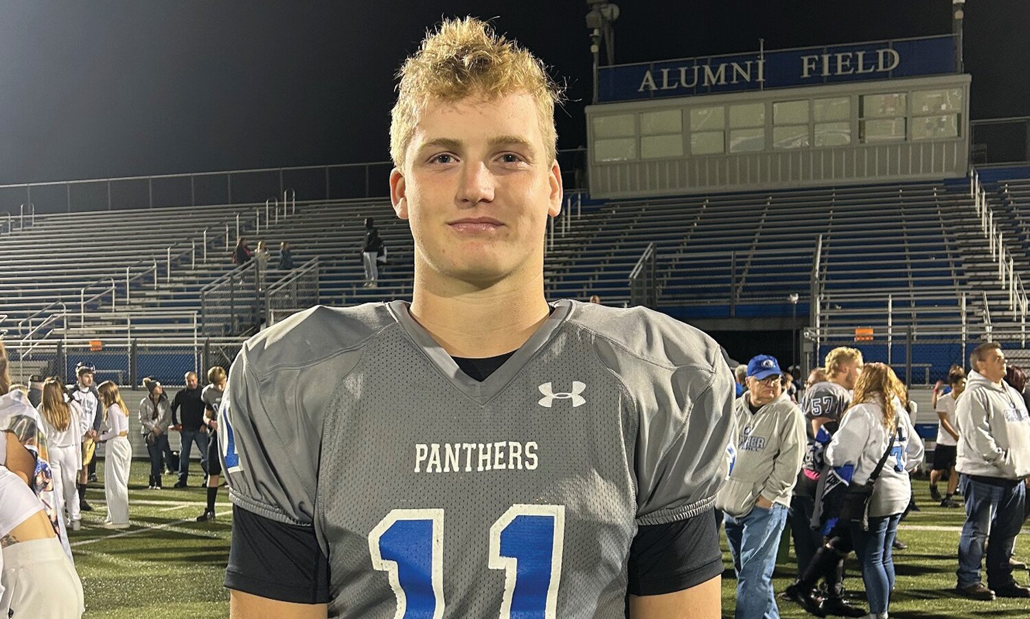 Quakertown's Anthony Ferrugio on Friday night scored touchdowns on both the offensive and defensive sides of the ball against Council Rock North. He caught a 15-yard touchdown pass, then a minute later, intercepted a pass ran it into the end zone.