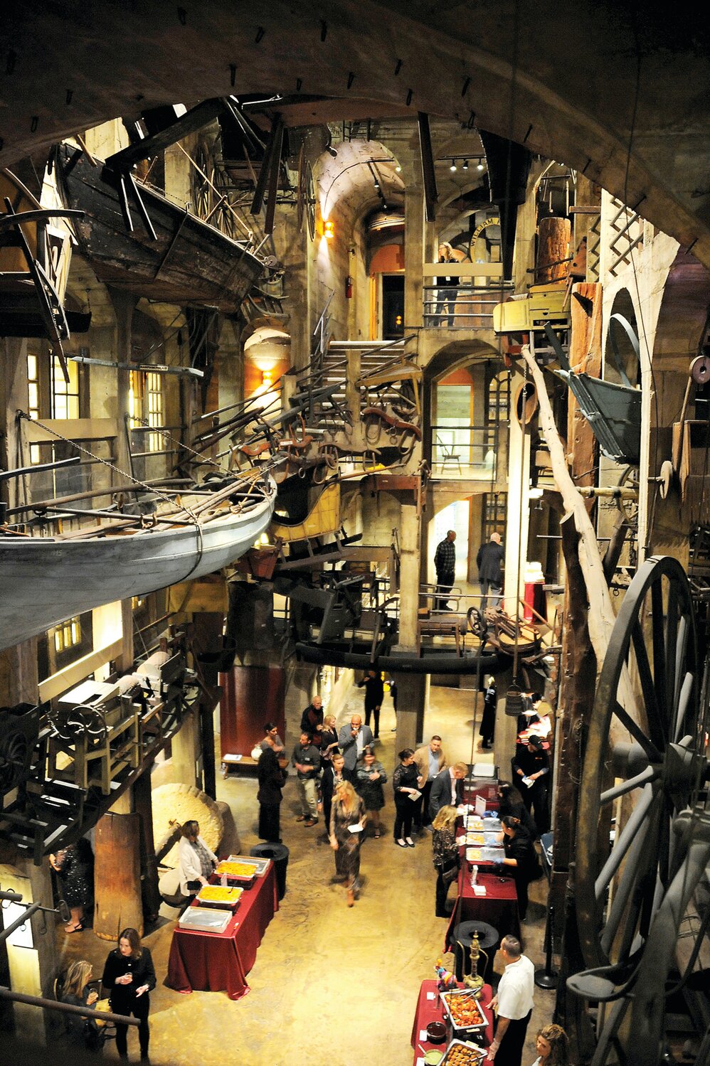 Guests circulate inside the Mercer Museum during last week’s “Cocktails at the Castle” event.