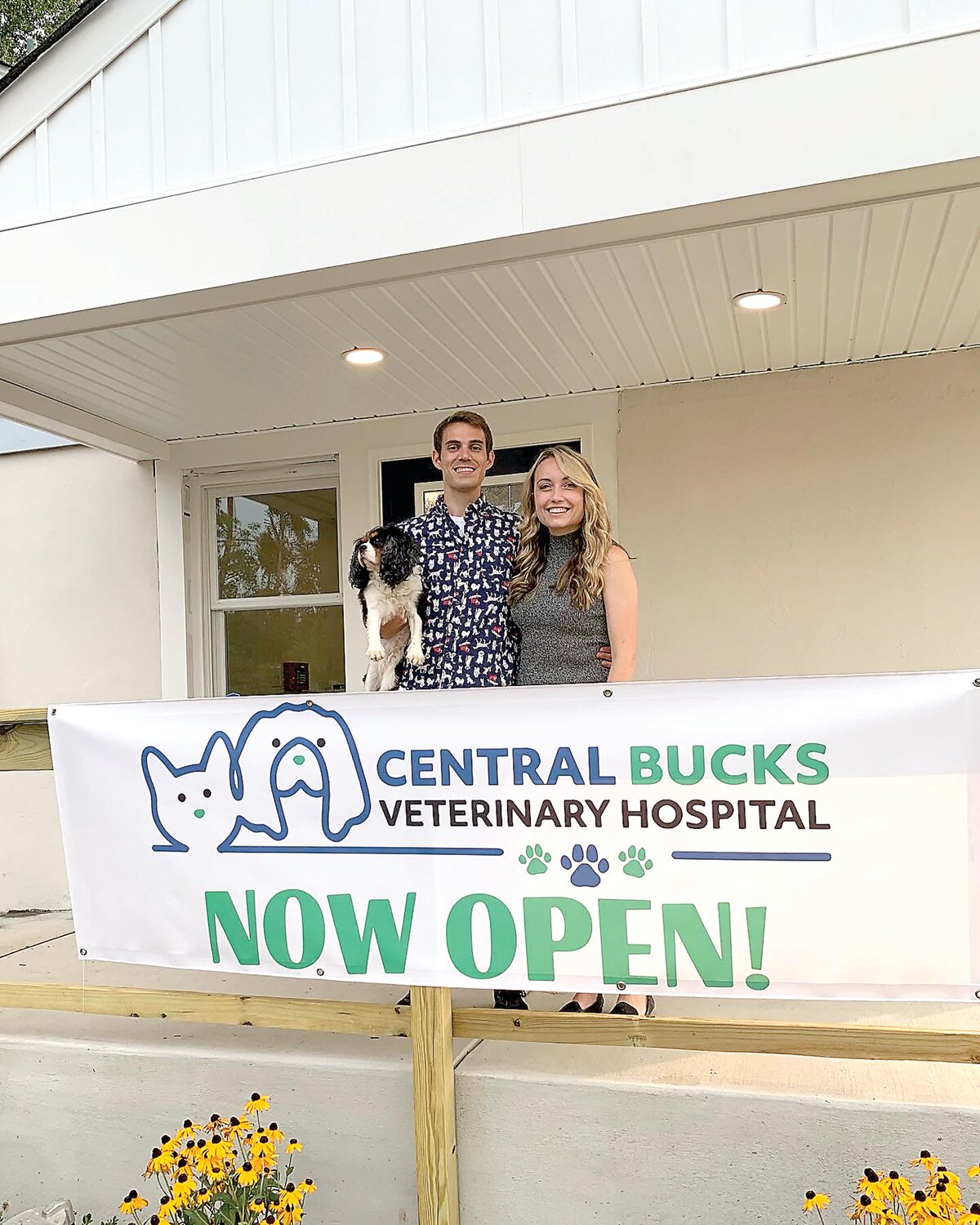 Husband and wife veterinarians and home-grown community members Jack Perkins and Danielle Esplin invite the community to celebrate the opening of their new Central Bucks Veterinary Hospital on Sunday.