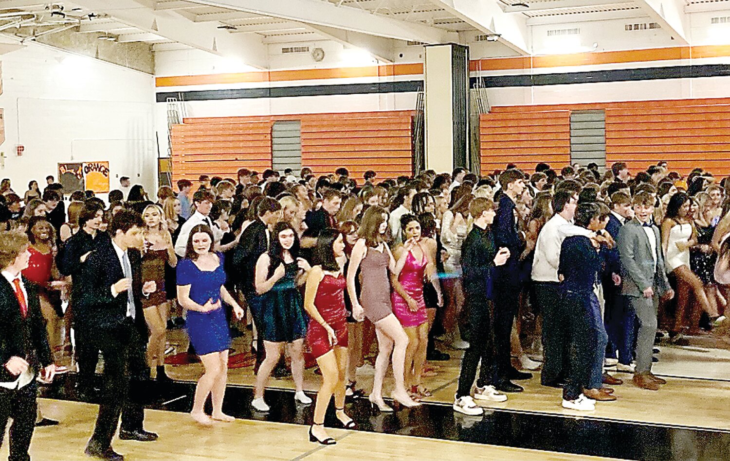 Pennsbury High School students dance to the Cupid Shuffle during Saturday night’s homecoming dance, the school’s first in two decades.