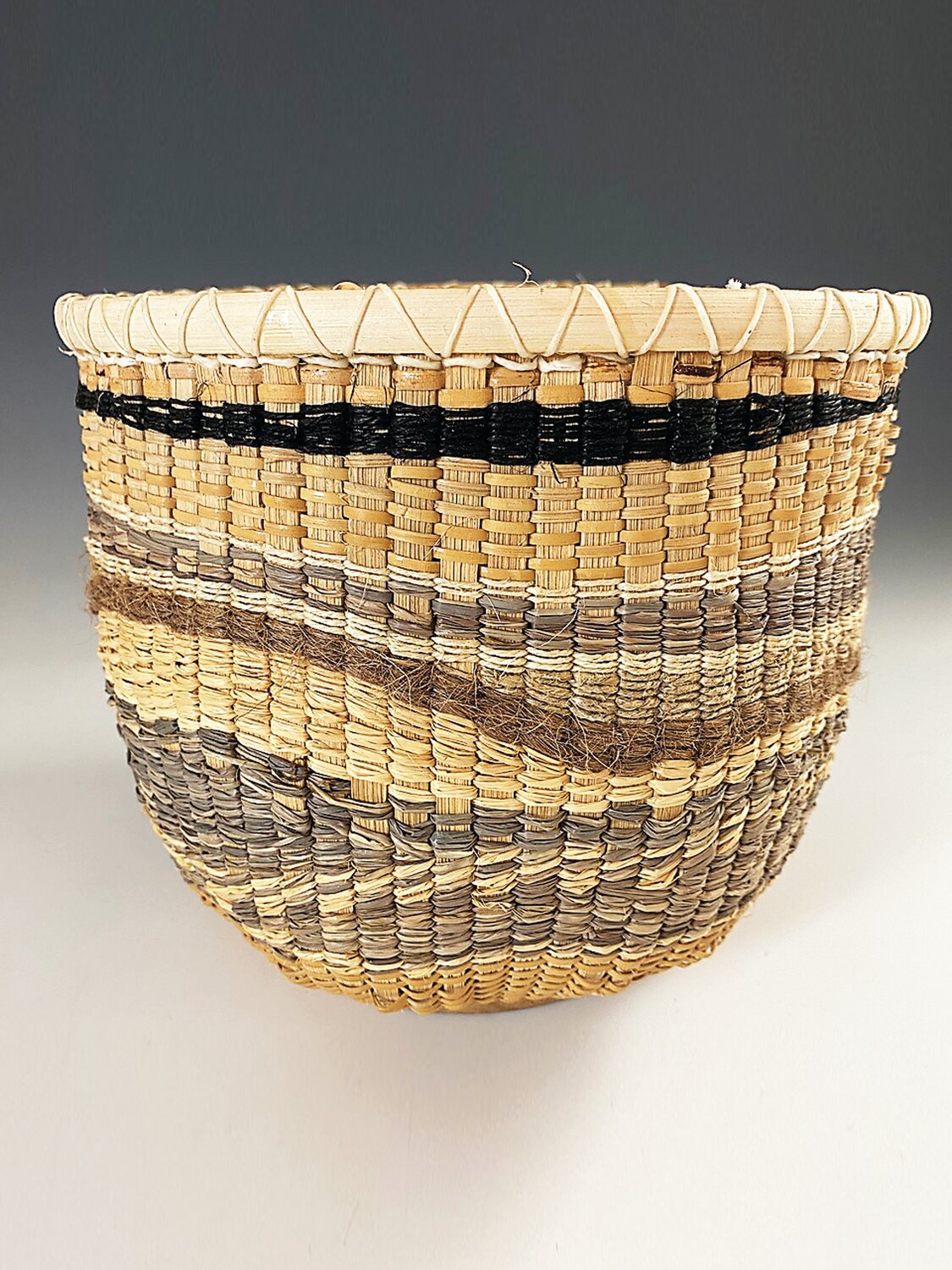 A free-formed basket by Lynn Ebeling.