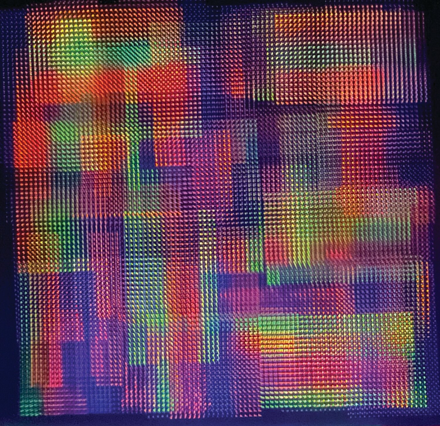 “Dot Matrix” on canvas is by John Spears.
