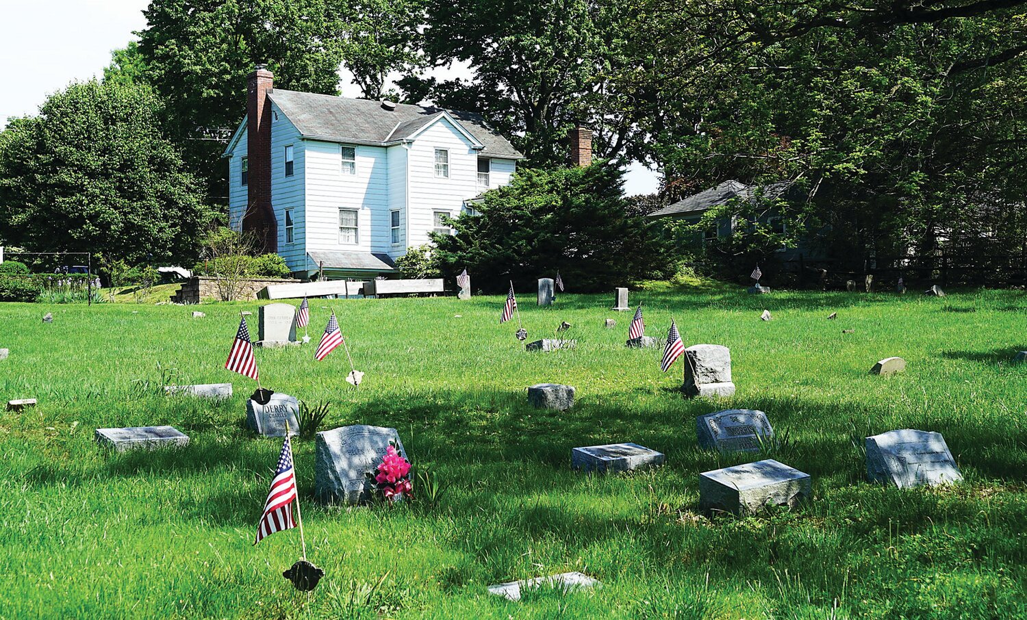 View of the Lighthouse Hill Cemetery, circa 2020. There are 12 African American Civil War veterans buried in the Lighthouse Hill Cemetery, where the vast majority of the graves of African Americans are unmarked.