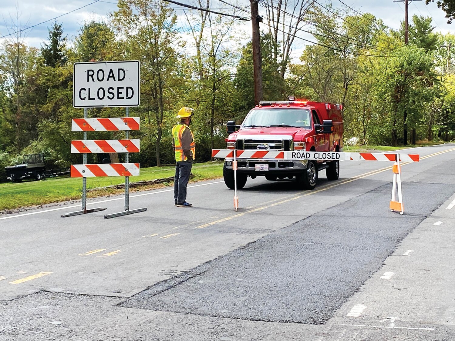 Residents within a 2000-square-foot radius of Ferry and Old Iron Hill roads in Doylestown Township were advised to evacuate, authorities said Monday afternoon, following an accident this morning where a propane truck flipped over along an embankment on Ferry Road.