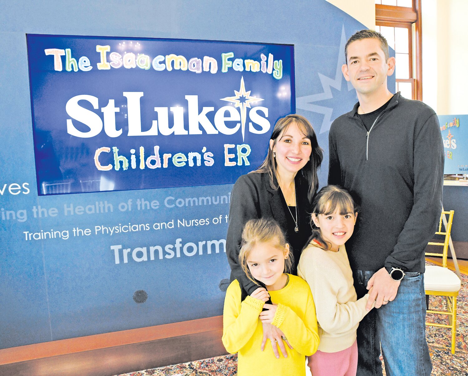 Jared and Monica Isaacman and their children at the Oct. 16 dedication of the new Isaacman Family Children’s Emergency Room at St. Luke’s Children’s Hospital in Bethlehem.