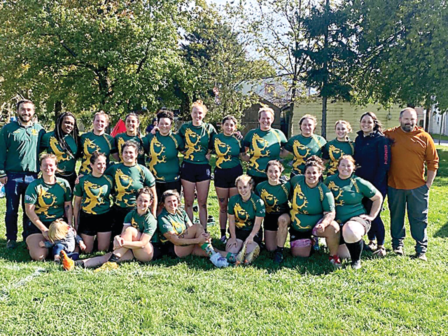 Players and coaches of the Doylestown Rugby women’s team on Oct. 21.