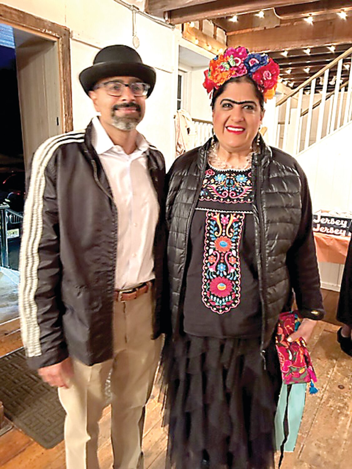 Raj Bhai and Shimul Shah, who came dressed as Frida Kahlo.