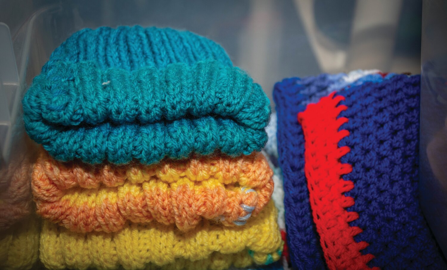 The Baby Bureau offers seasonally appropriate items, like knit hats during cooler months.