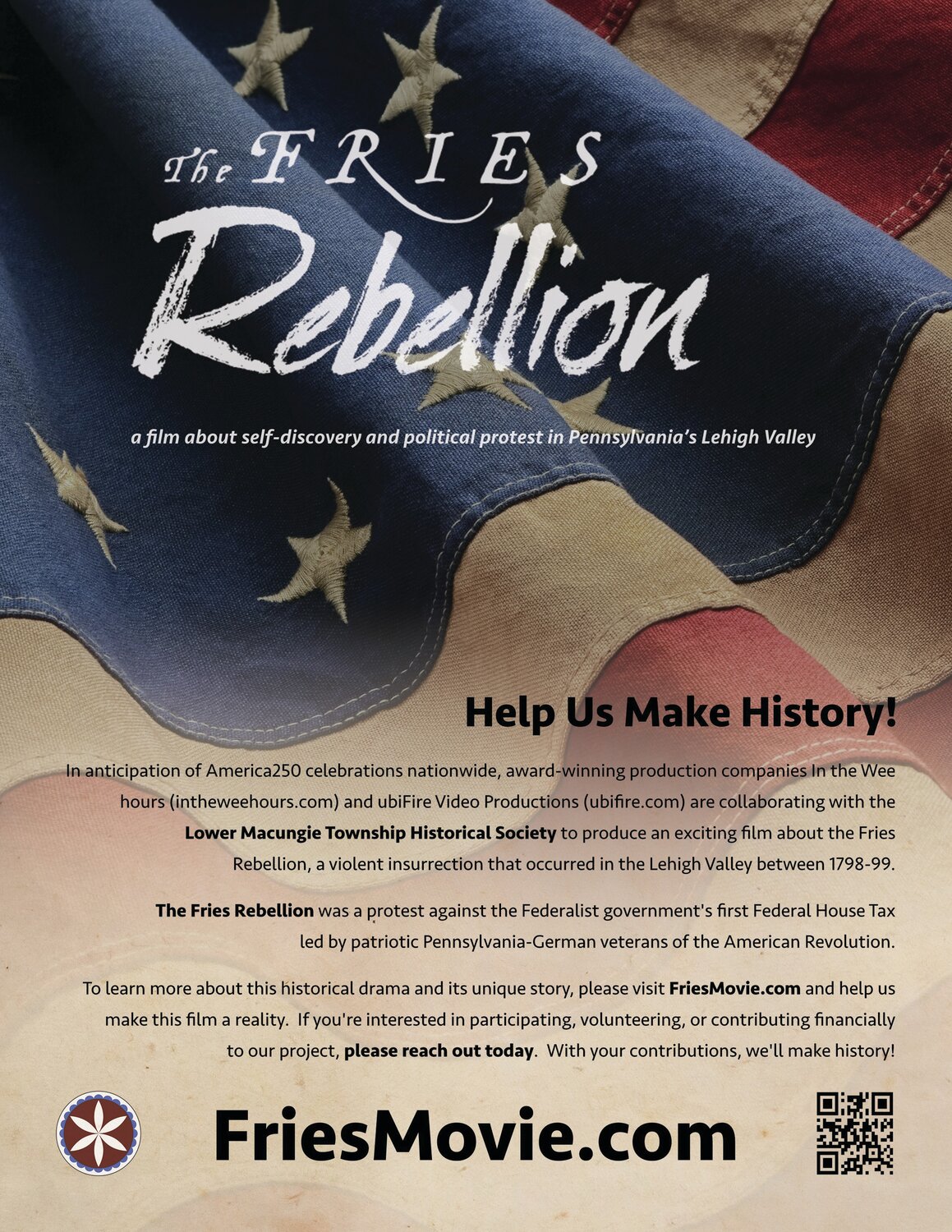 Quakertown Historical Society is working with Lower Macungie Township to create a Fries Rebellion film to preserve the story of an uprising over President John Adams’ and Congress’ window tax.
