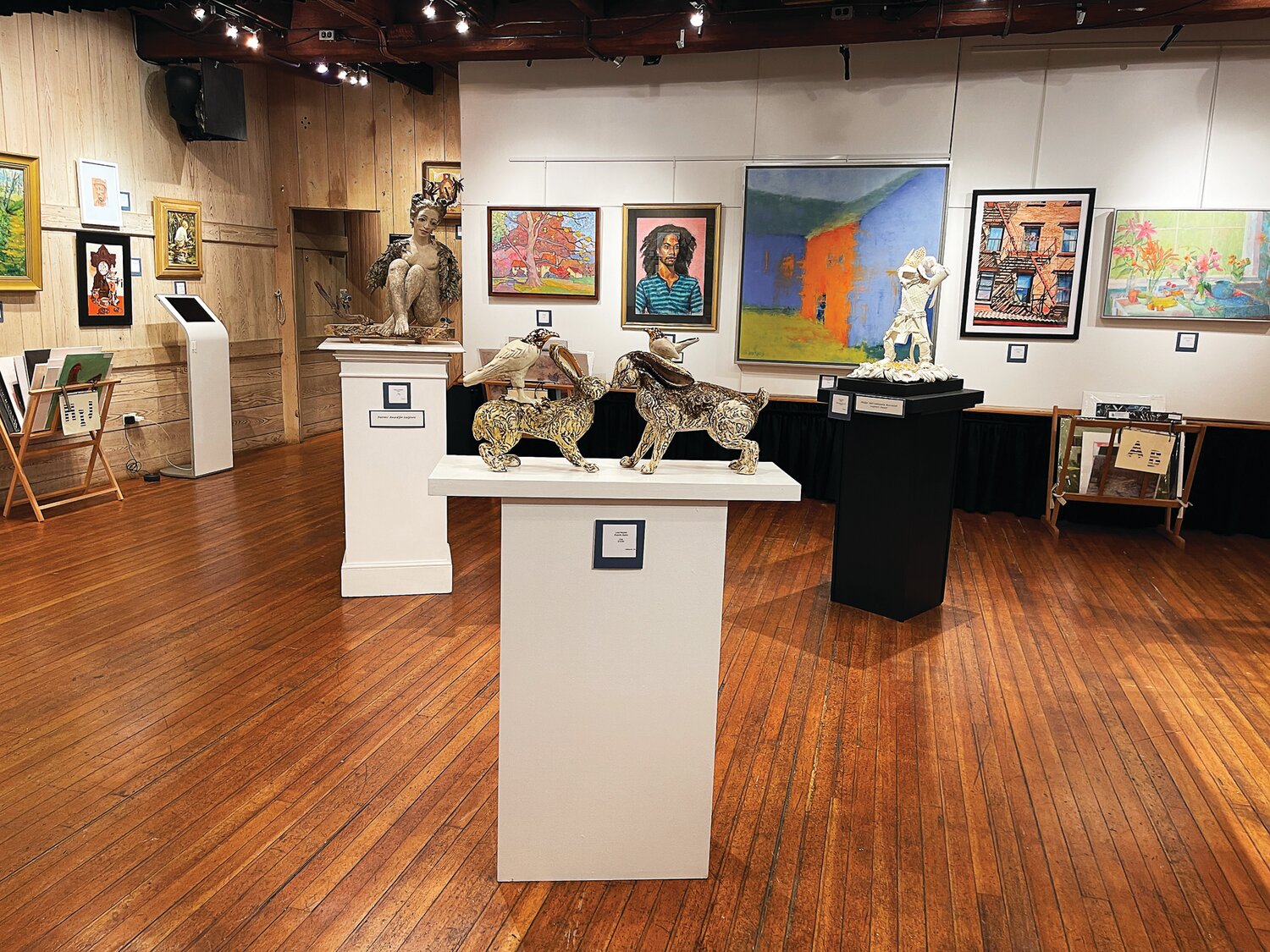 The upper gallery at the 94th Juried Art Show at Phillips’ Mill.