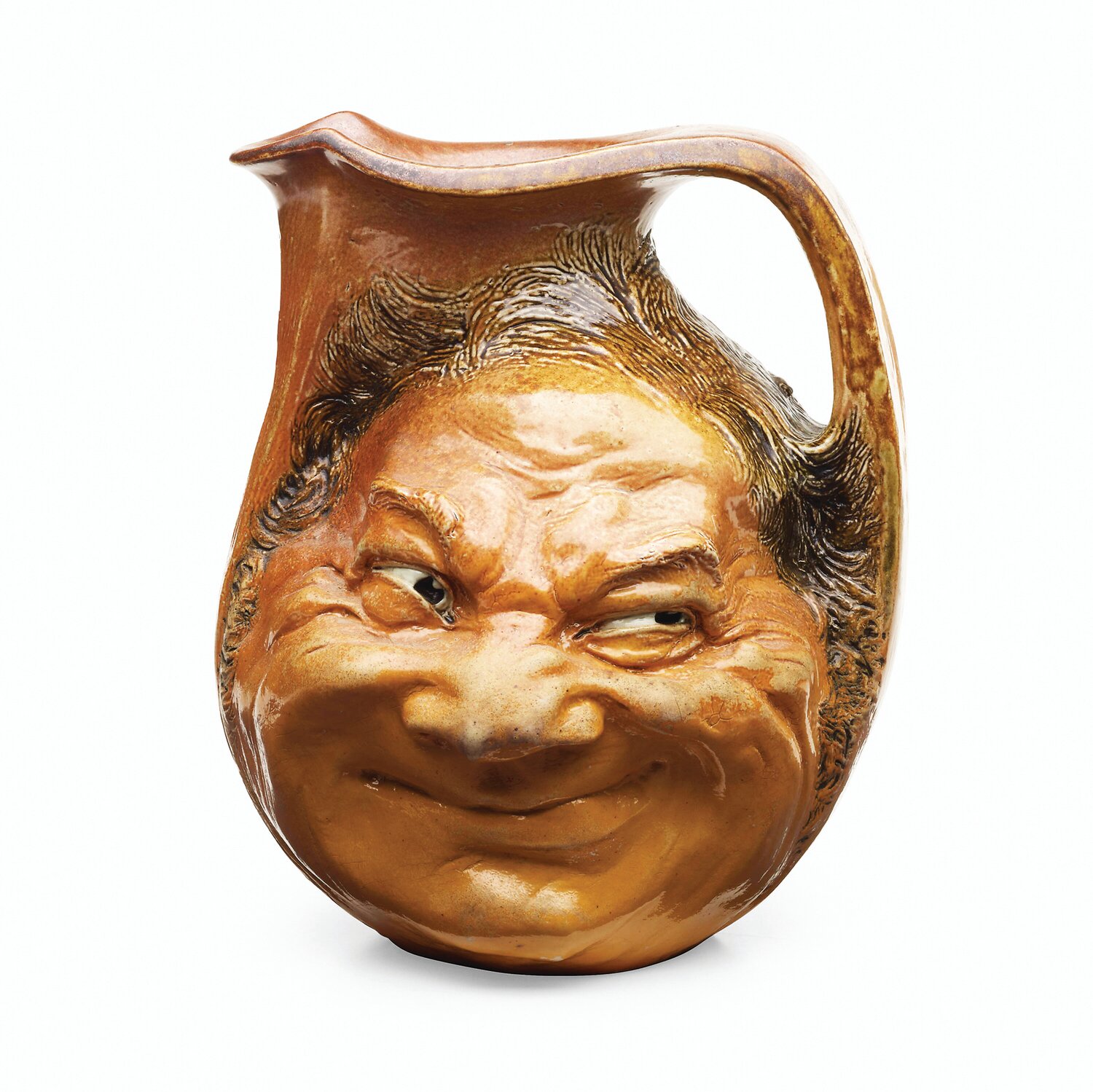 This Martin Brothers Pottery Double face jug (est. $4,500-6,500) is among the works in The Life Collection of Terry & Ralph Kovel, a major auction event at Rago in Lambertville.