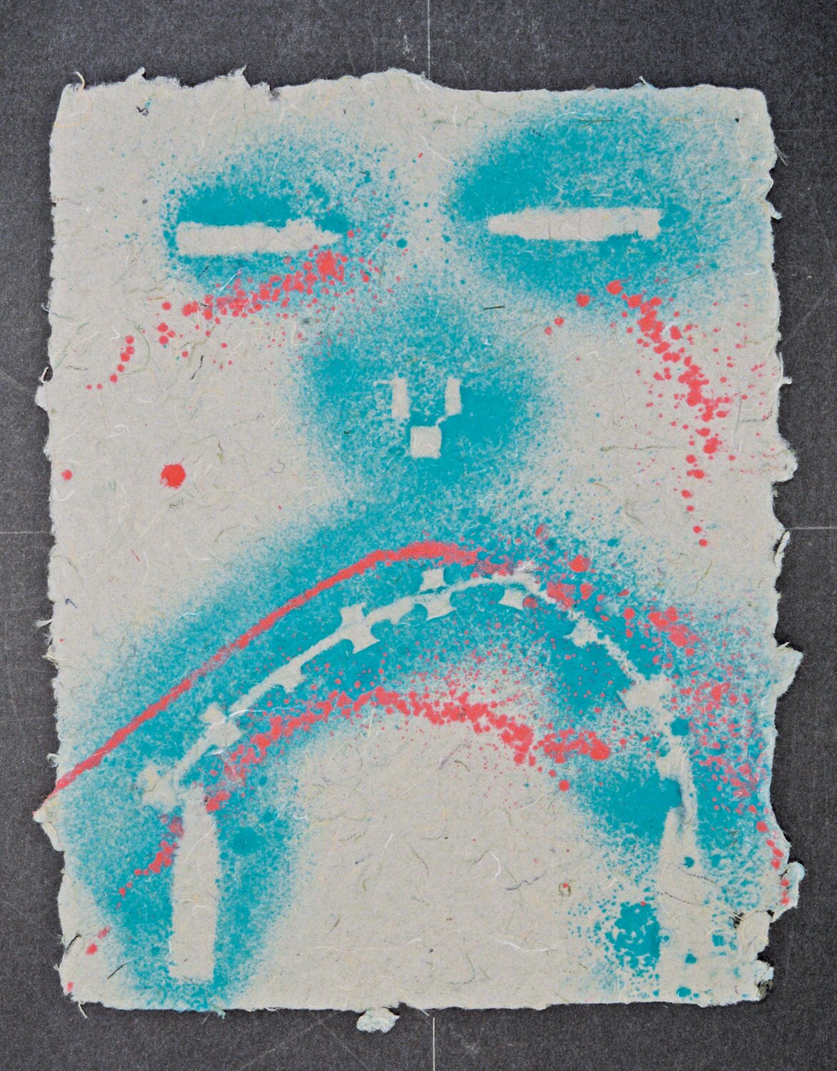 “Frown Face,” pulp print by Nathan Lewis, 2014.